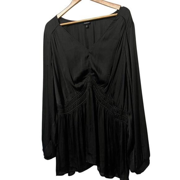 Torrid Peplum Satin Smocked waist Black top Size 5 5x plus size plus size holida - Picture 8 of 11